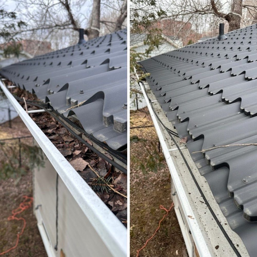 Gutter before and after professional debris removal in Halifax