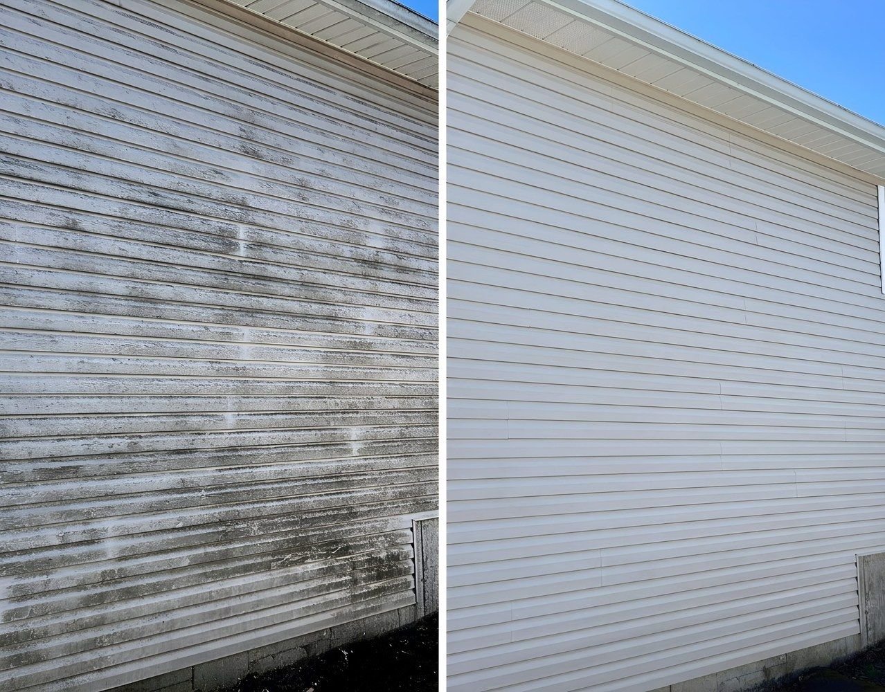 House exterior before and after professional soft washing